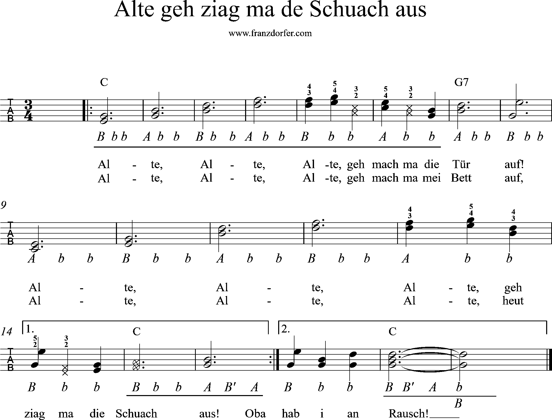 griffschrift, sterische lernen, Alte geh ziag ma de Schuach aus
